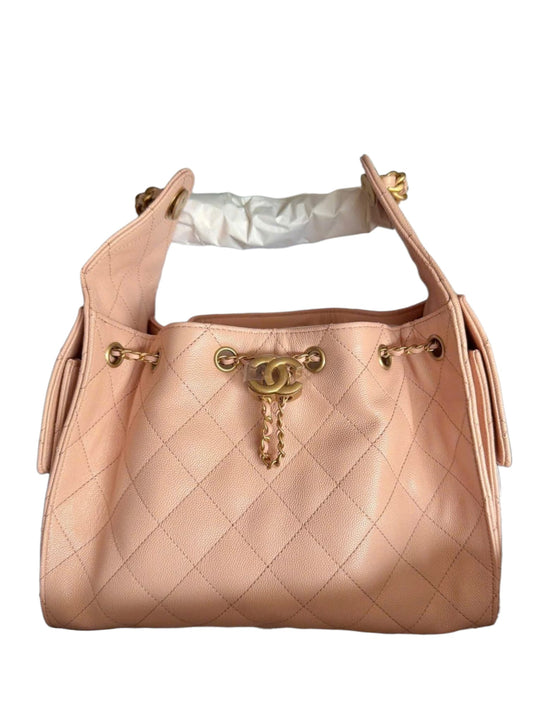 Chanel Hobo 25 Small Peach Pink Caviar AGHW