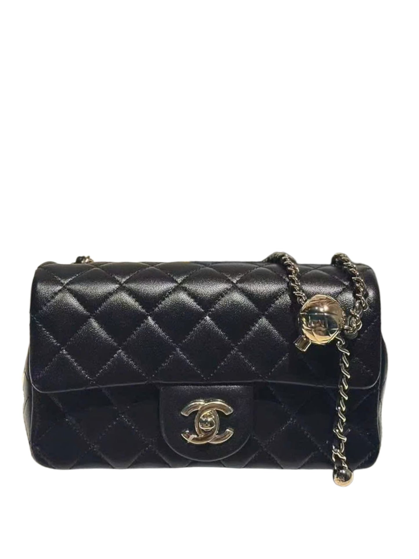 Chanel Mini Rectangular Pearl Crush Black Lambskin Gold-Tone Metal