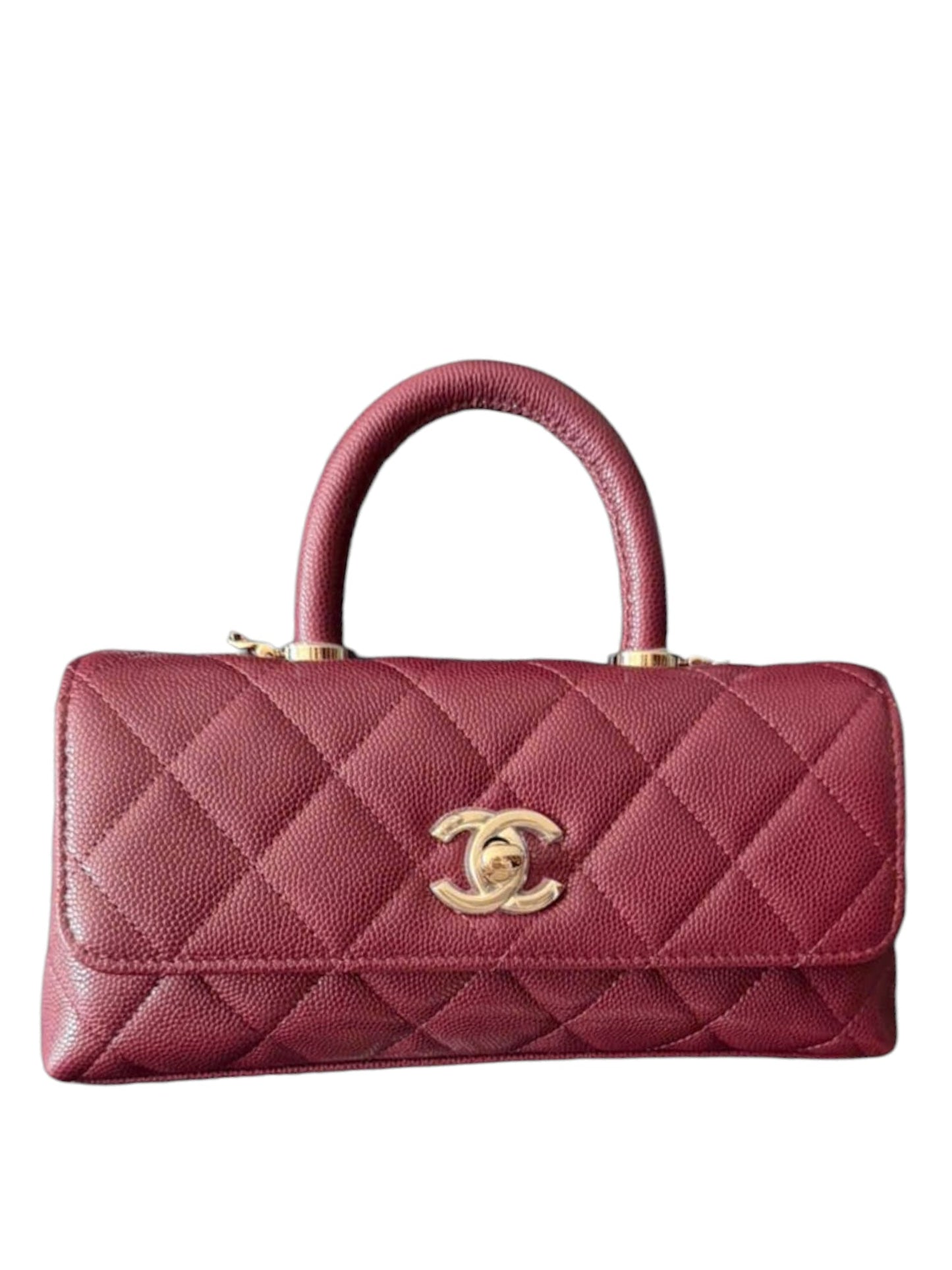 Chanel Coco Top Handle Burgundy Caviar LGHW 26A