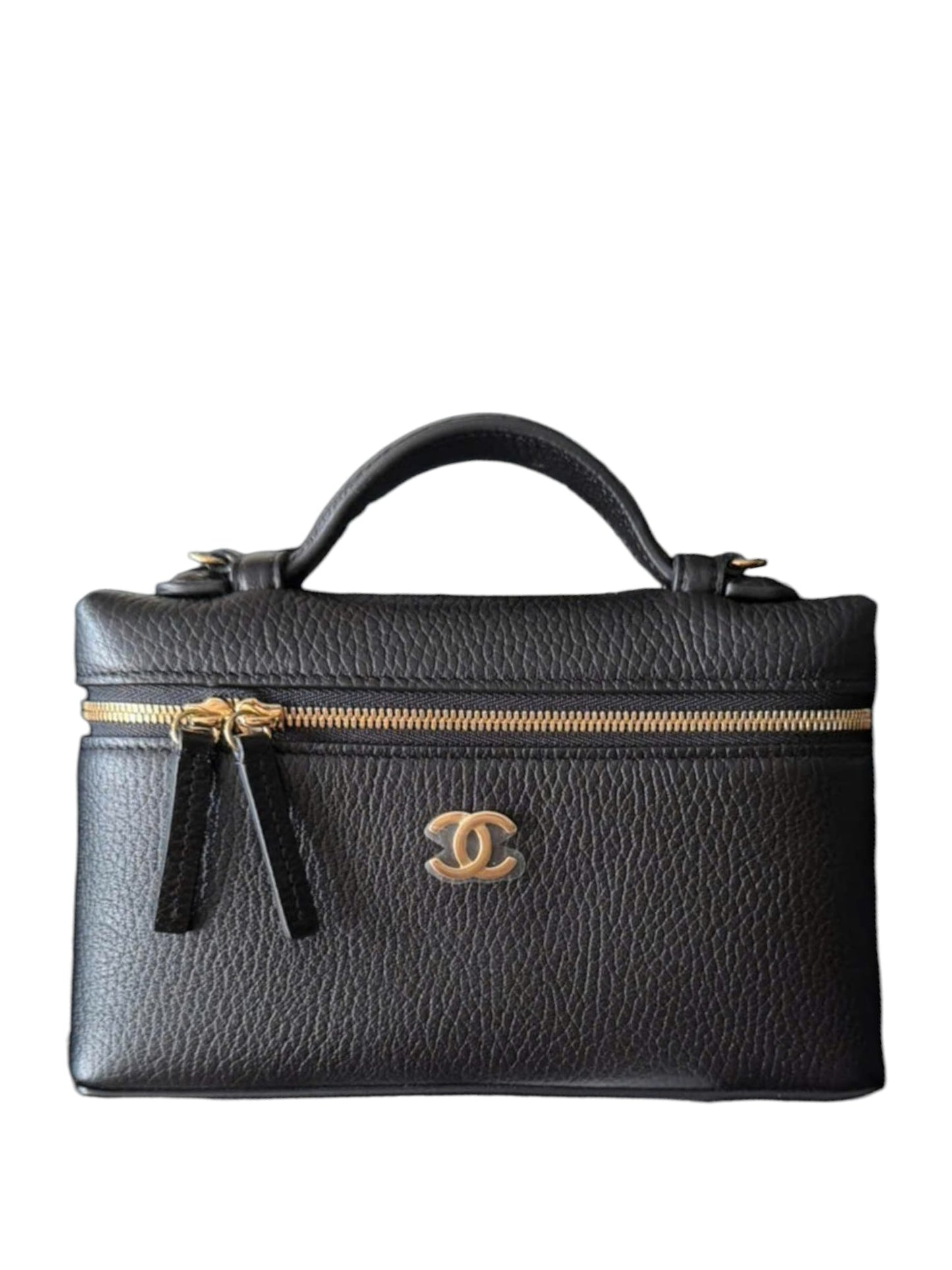 Chanel Vanity With Chain Mini Black Grained Calfskin GHW 26A