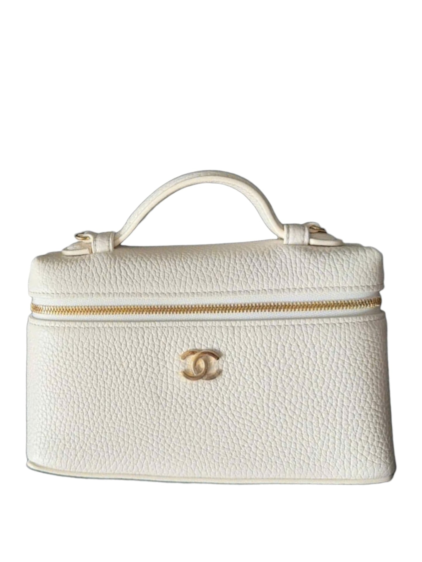 Chanel Vanity With Chain Mini White Grained Calfskin GHW 26A