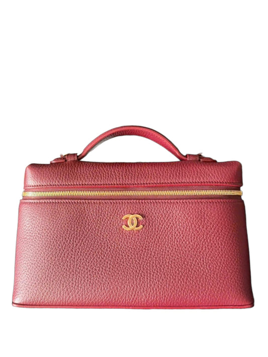 Chanel Vanity With Chain Small Burgundy Grained Calfskin GHW 26A