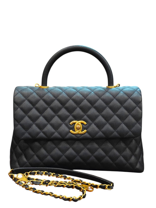 Chanel Coco Handle 10.5 Medium Blue Navy Caviar Antique GHW