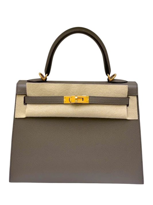 Hermes Kelly Sellier 25 Gris Etain Epsom GHW