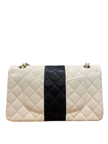 Chanel Classic Medium White Black Lambskin LGHW