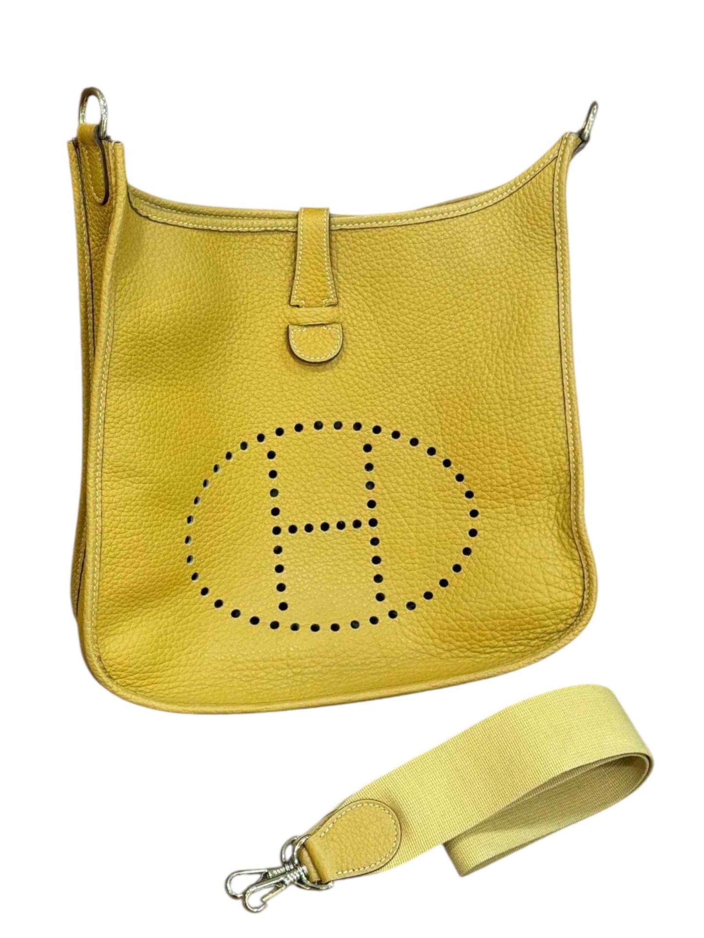 Hermes Evelyne GM Mustard Yellow Clemence GHW