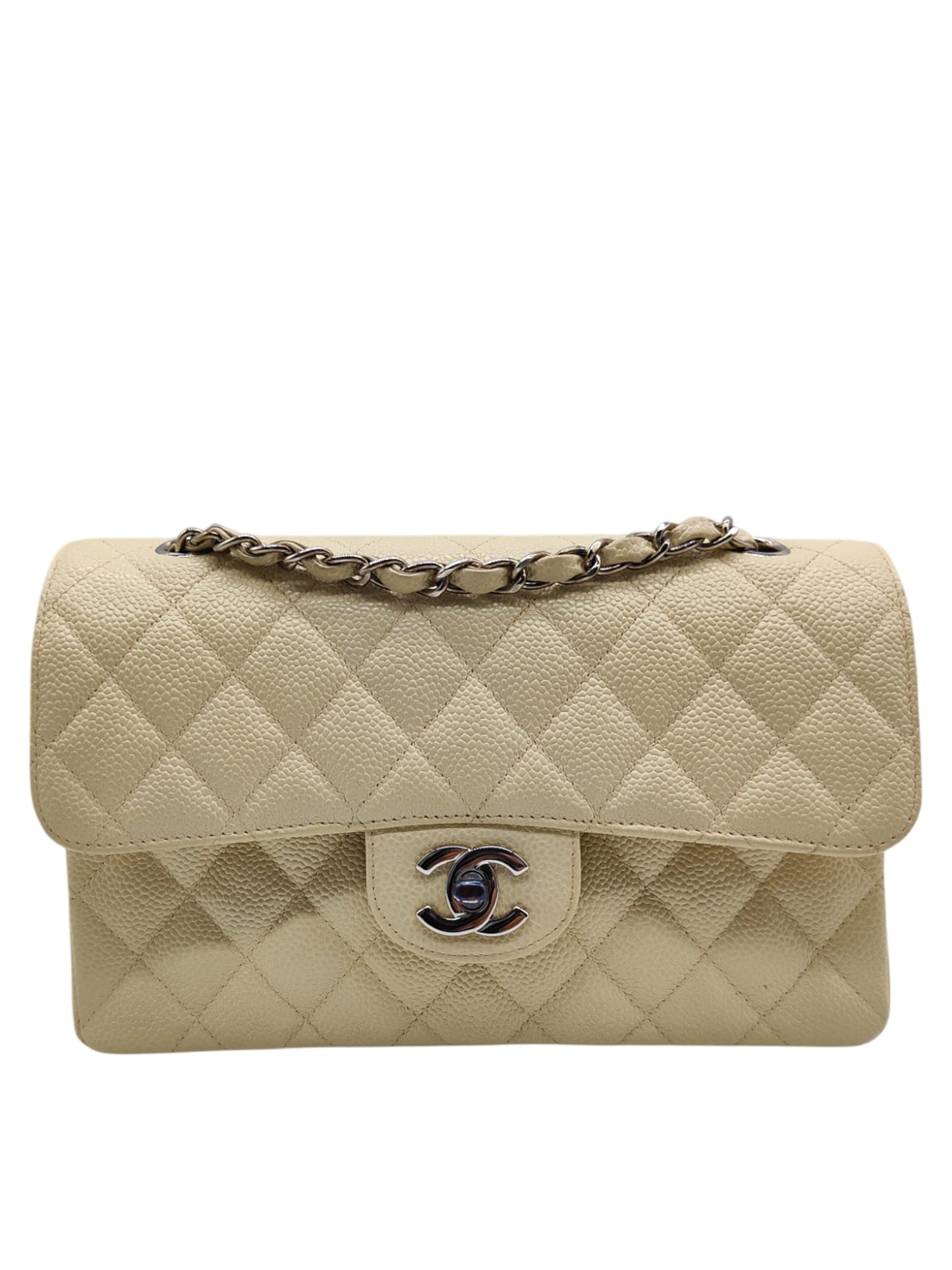Chanel Classic Vintage Small Beige Caviar SHW
