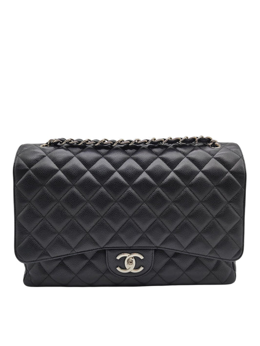 Chanel Classic Maxi Black Caviar SHW
