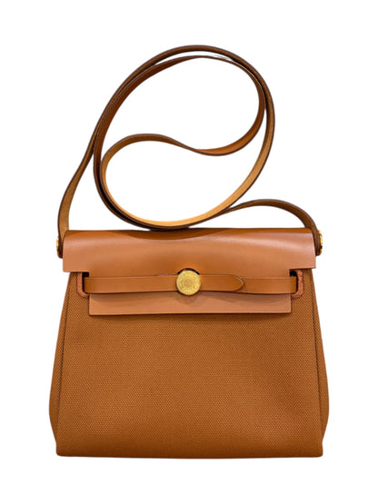 Hermes Herbag Mini Gold Canvas GHW