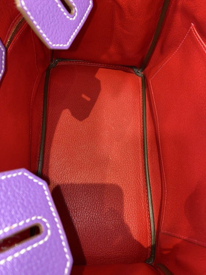Hermes Birkin Retourne 30 Purple Red Chevre Brushed Hardware