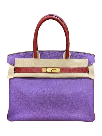 Hermes Birkin Retourne 30 Purple Red Chevre Brushed Hardware