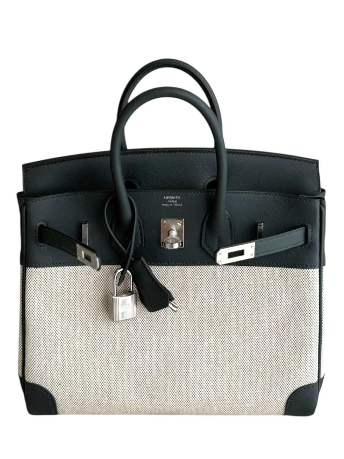 Hermes Birkin Retourne 25 Toile Vert Mangrove PHW
