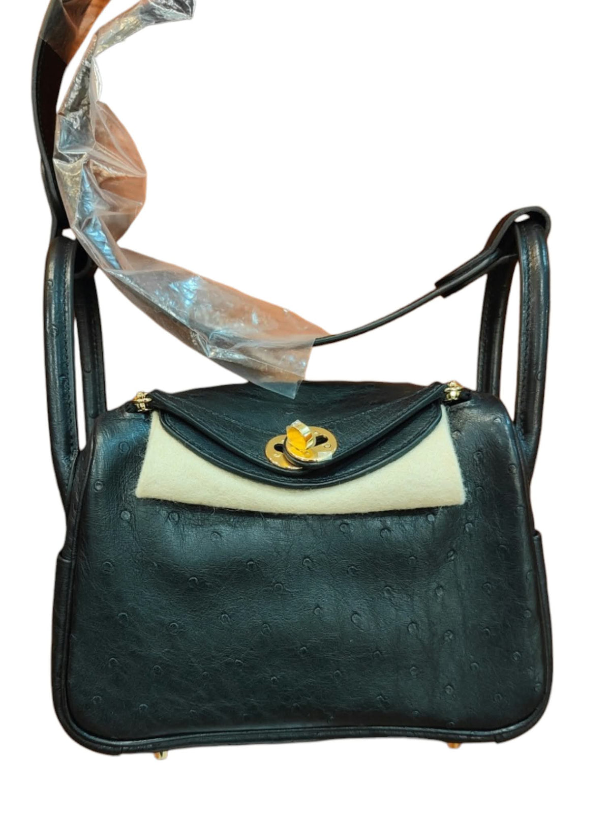 Hermes Lindy Mini Noir Ostrich GHW