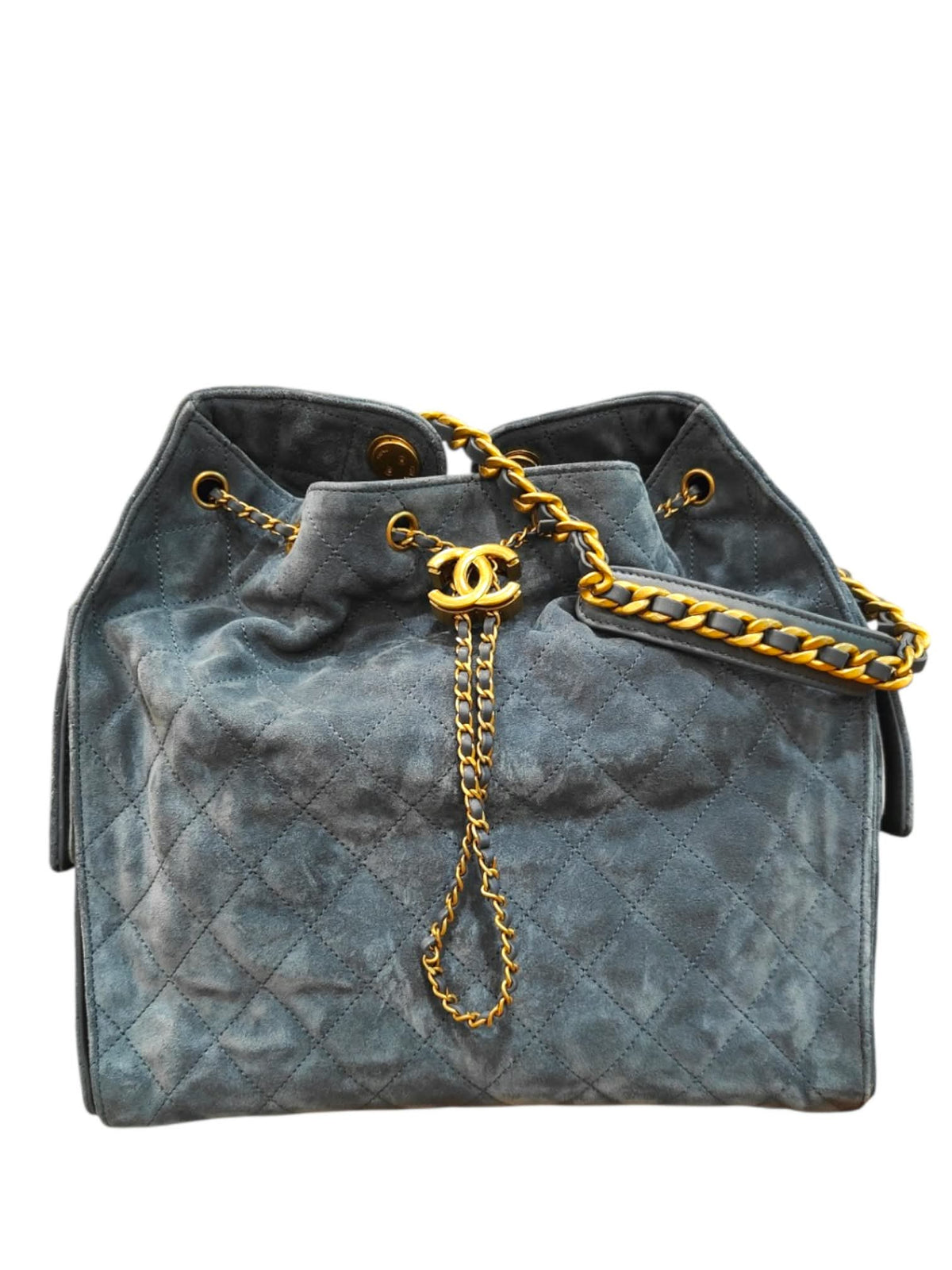 Chanel Hobo 25 Medium Blue Suede AGHW