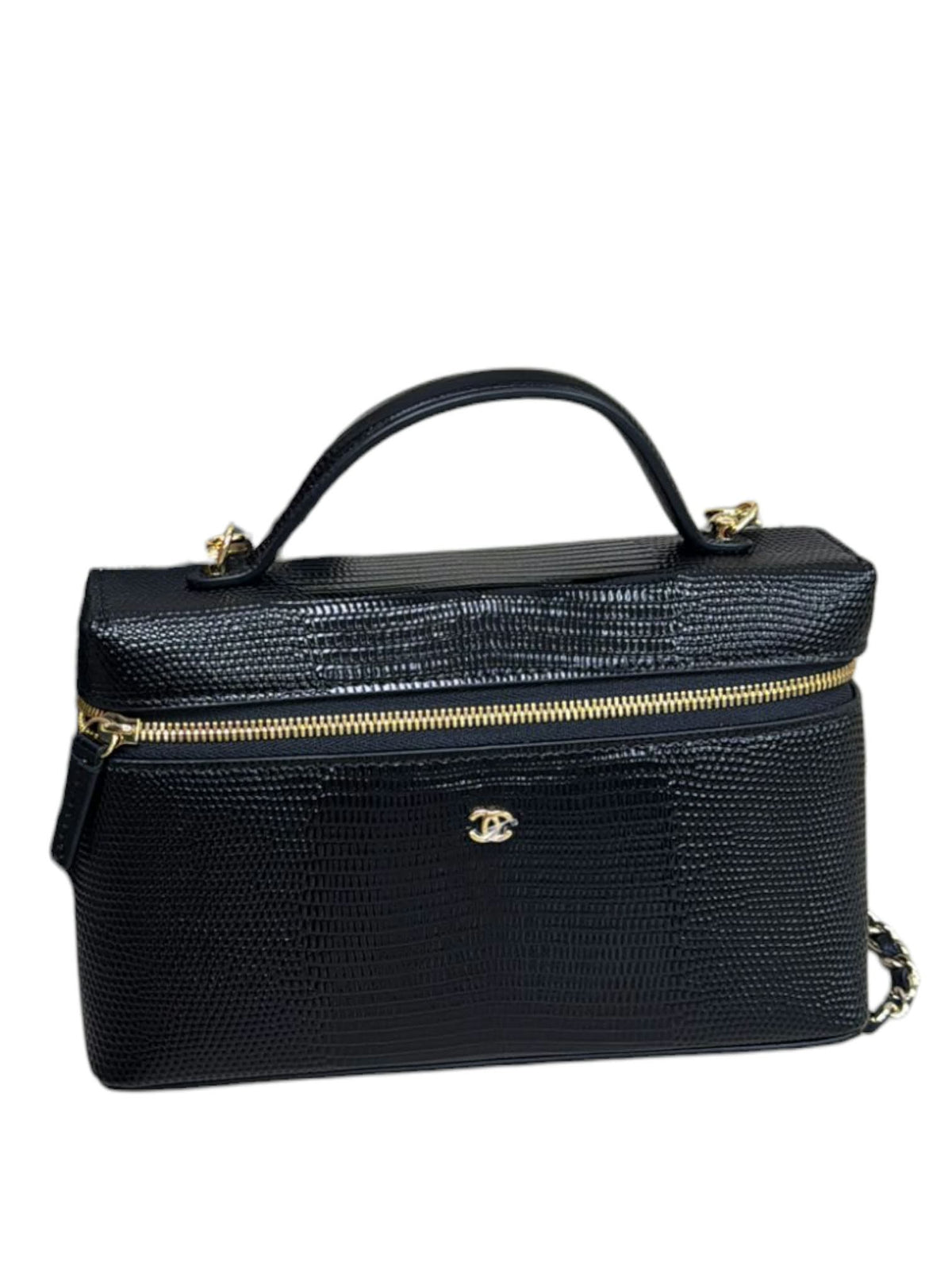Chanel Vanity LP Handle Lizard Black GHW
