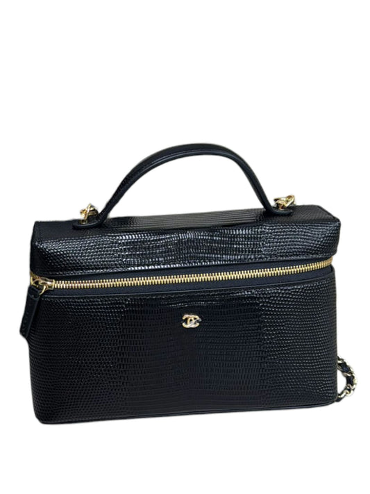 Chanel Vanity LP Handle Lizard Black GHW
