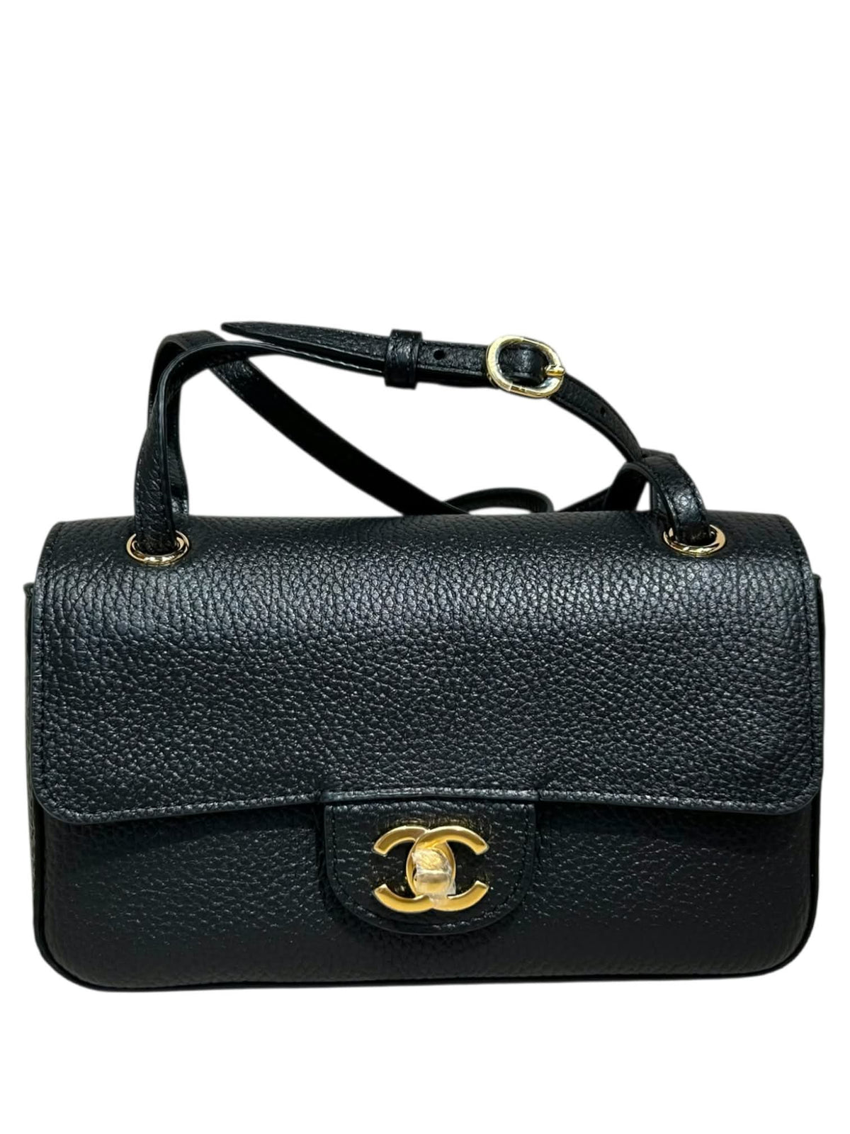 Chanel Mini Flap Bag Black Grained Calfskin GHW