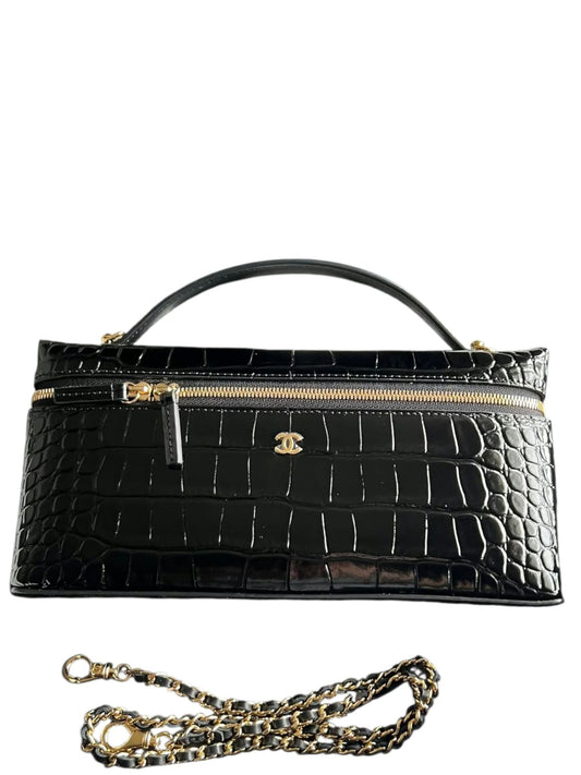 Chanel Vanity Croc With Chain Black Crocodile Embossed Calfskin GHW