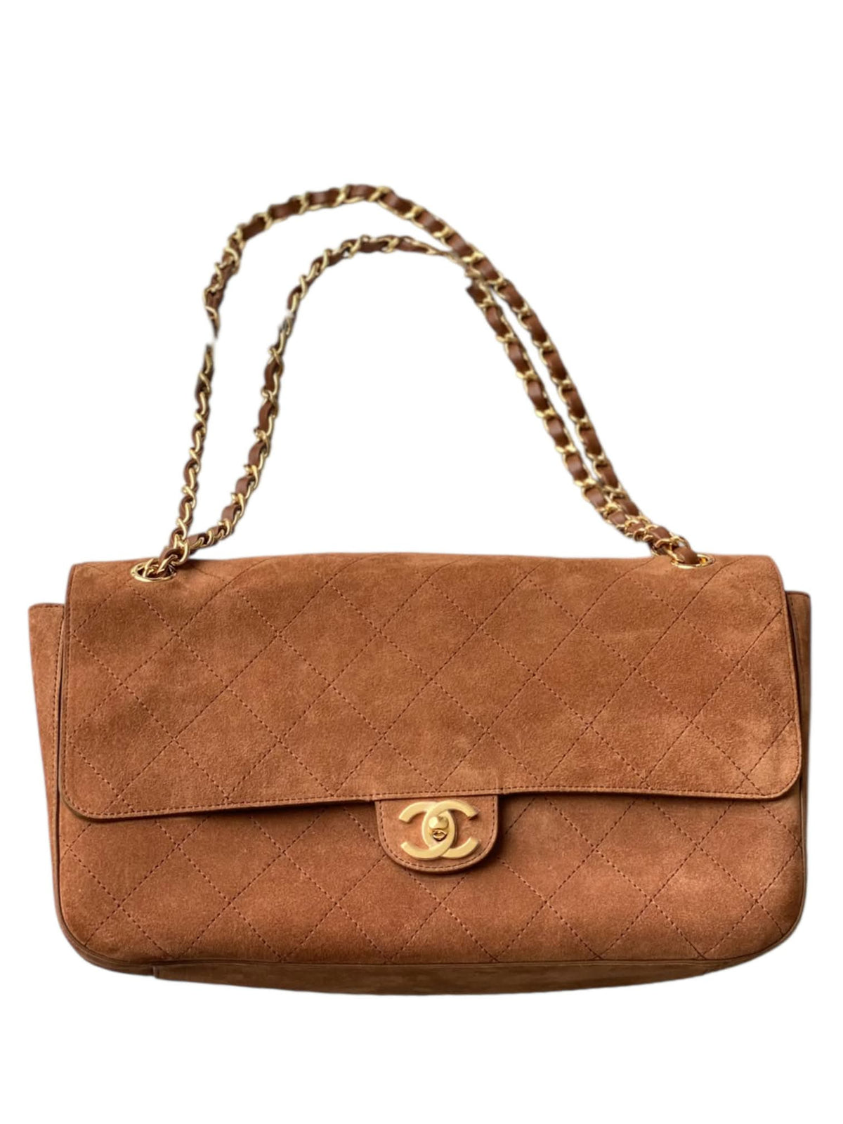 Chanel Maxi 32 Flap Caramel Suede GHW