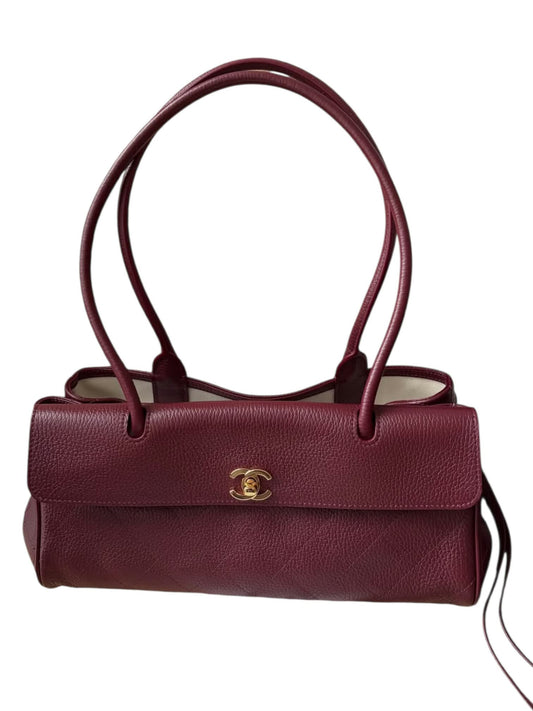 Chanel Shopping Bag Small Burgundy Grained Calfskin GHW