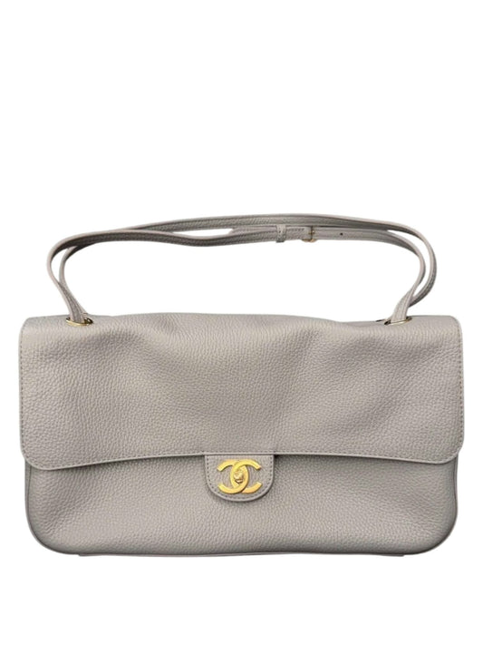 Chanel Maxi 32 Flap Bag Grey Grained Calfskin GHW