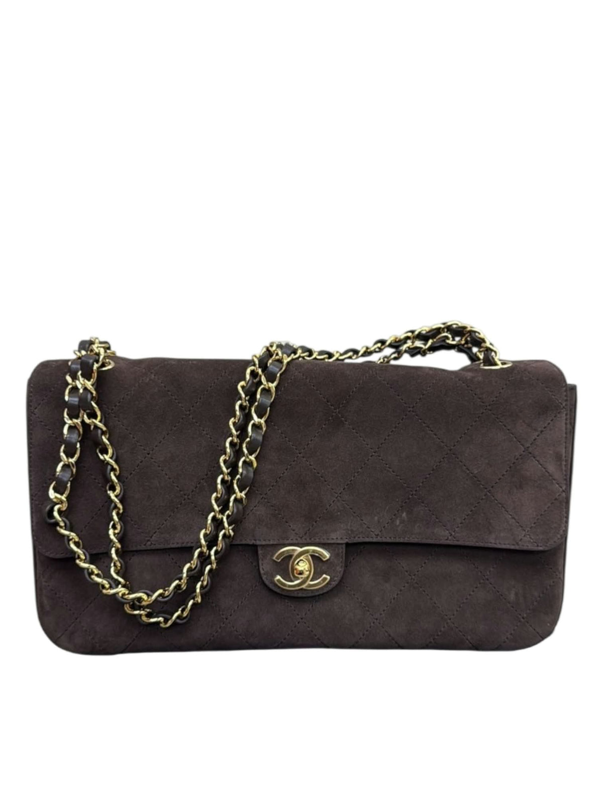 Chanel Maxi 32 Flap Brown Suede GHW