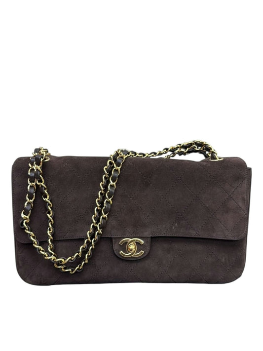 Chanel Maxi 32 Flap Brown Suede GHW
