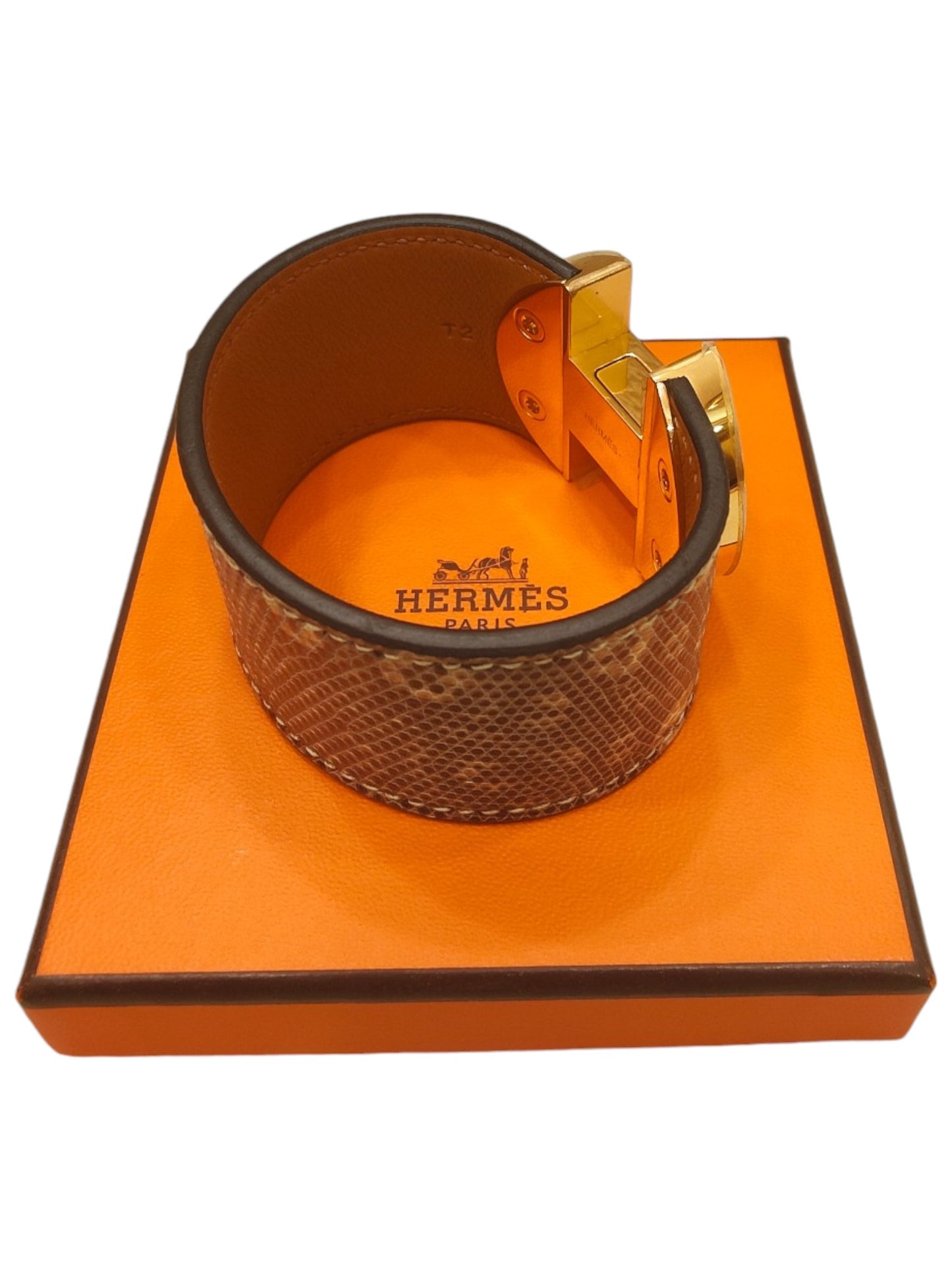 Hermes Lizard Manchette Bracelet GHW