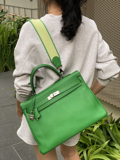 Hermes Kelly Retourne 35 Vert Bamboo Togo PHW