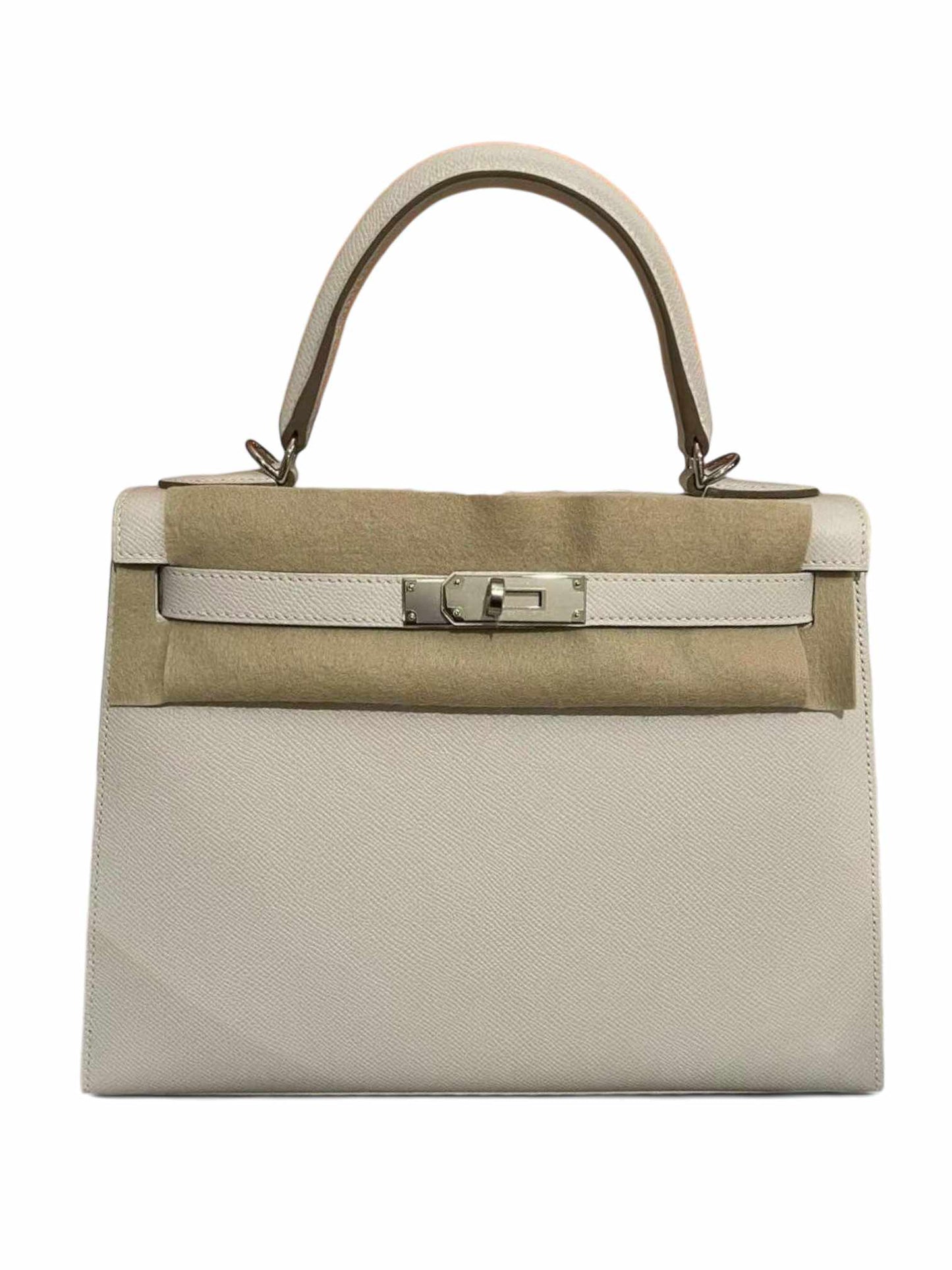 Hermes Kelly Sellier 28 Gris Pale Epsom PHW