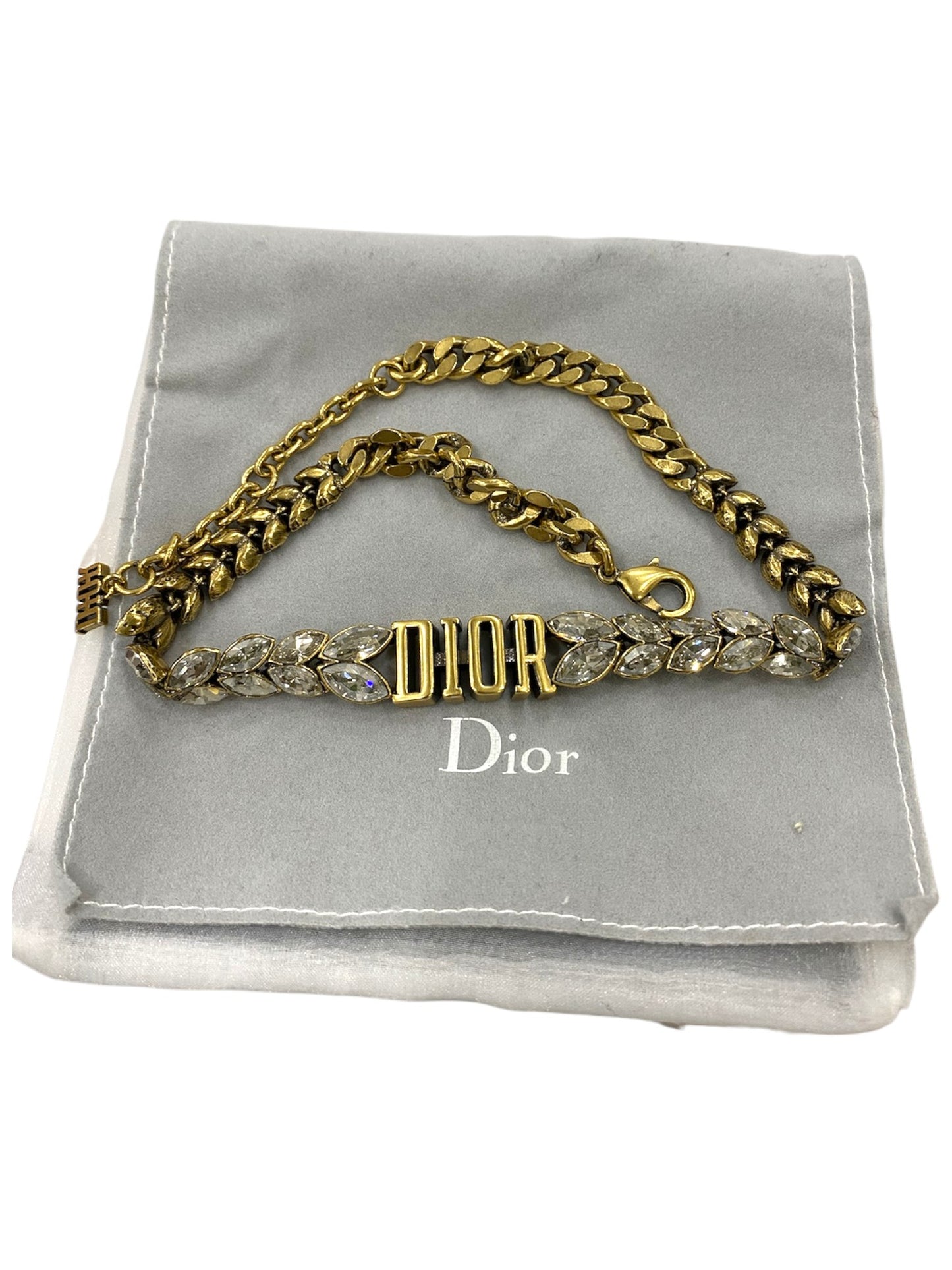 Dior Necklace Vintage Lauren Leaf Swarovski Gold