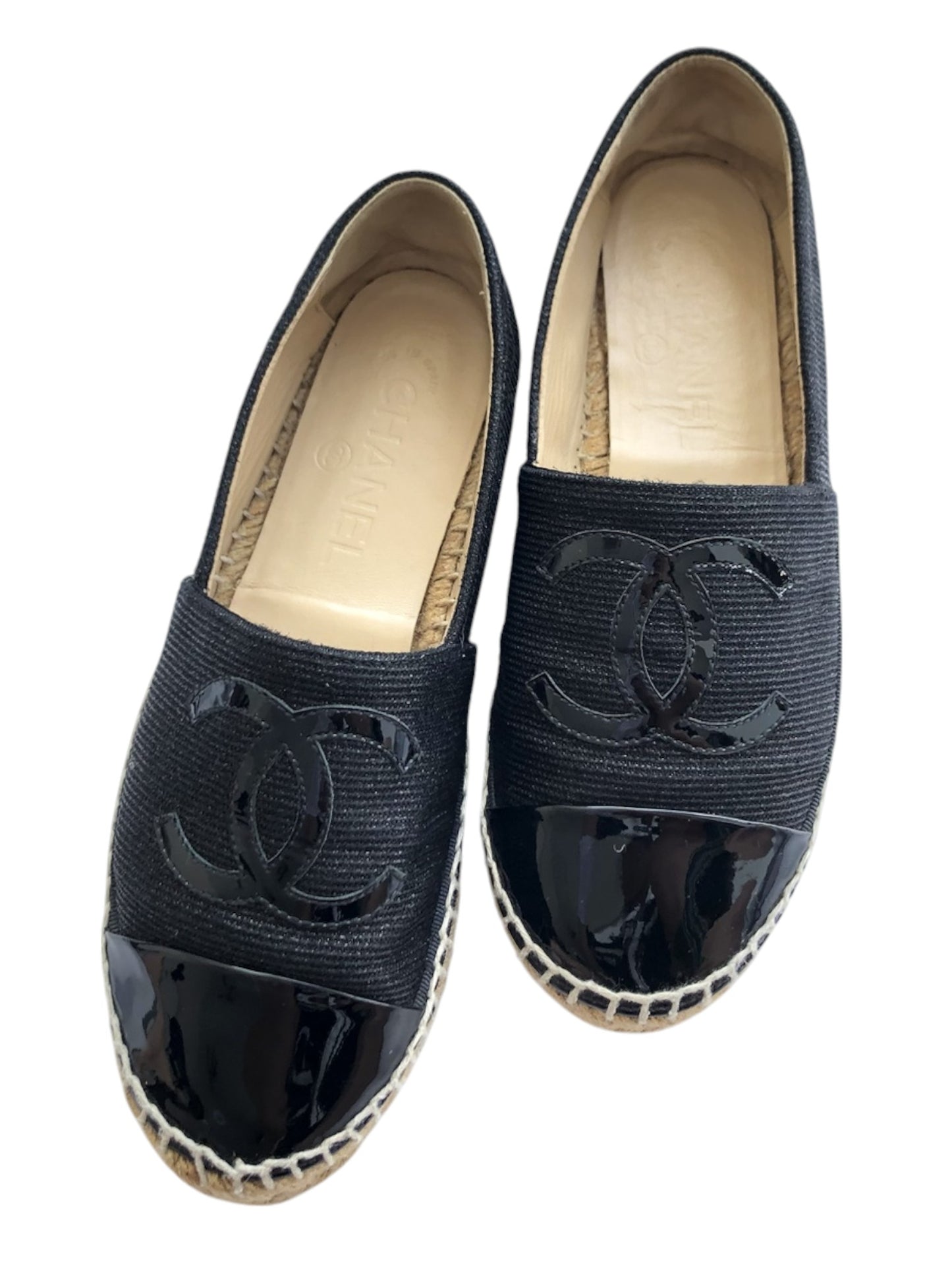 Chanel Espadrilles Black Sparkle Terry