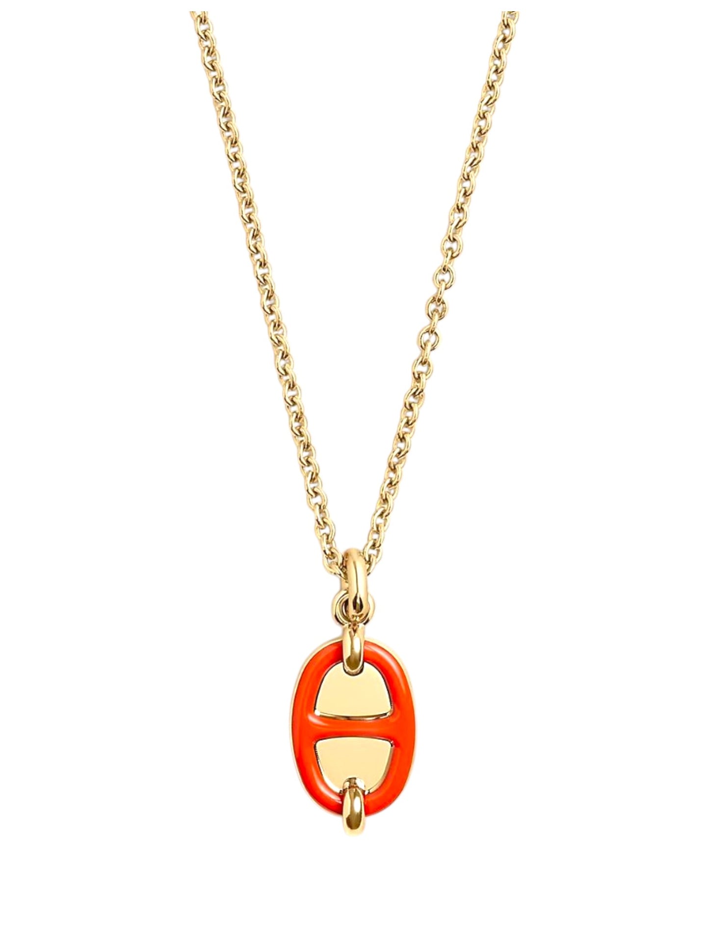 Hermes Necklace Maillon Pendant Mini Orange Passion GHW