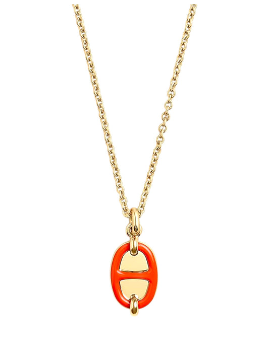 Hermes Necklace Maillon Pendant Mini Orange Passion GHW