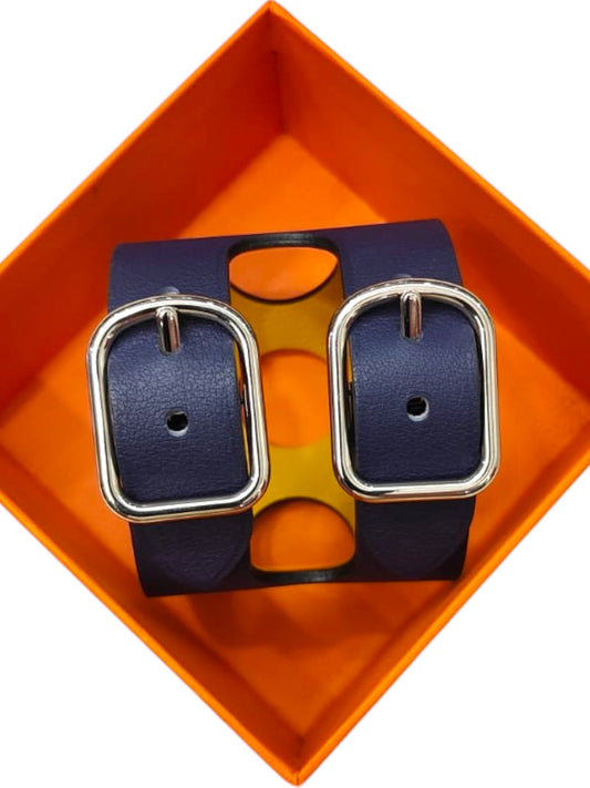 Hermes Bracelet Palanque Double Tour Navy Blue PHW