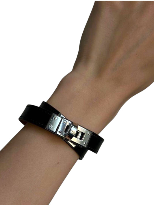 Hermes Bracelet Kelly Double Tour Mini Noir PHW