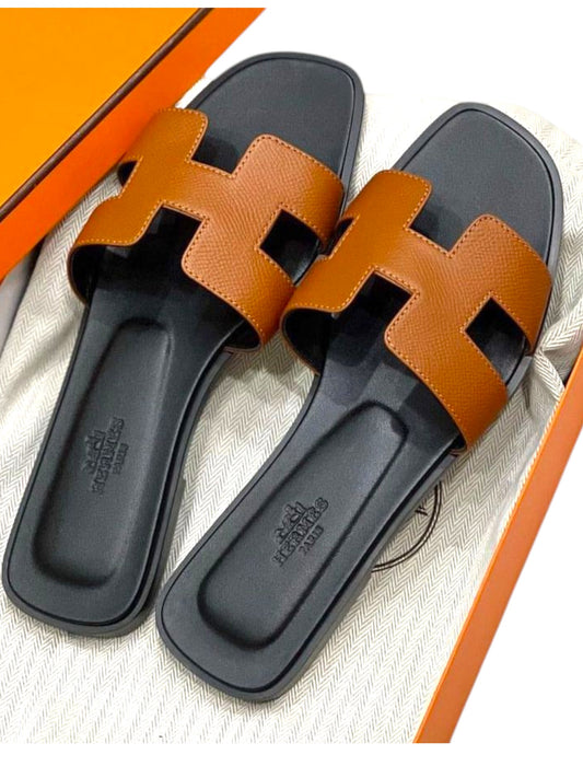 Hermes Oran Sandal Brown Epsom