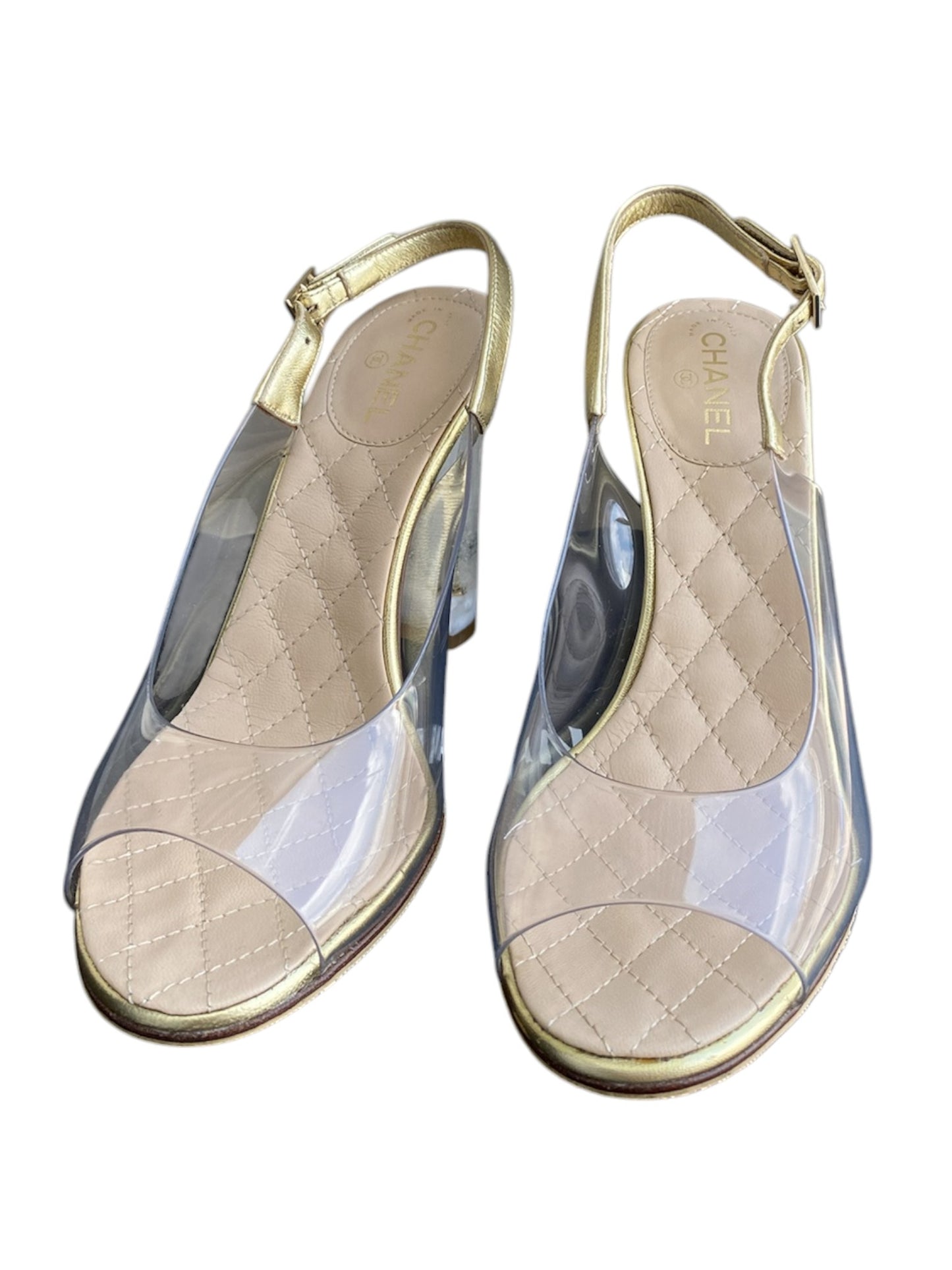 Chanel Sandal Slingback Yellow Transparent