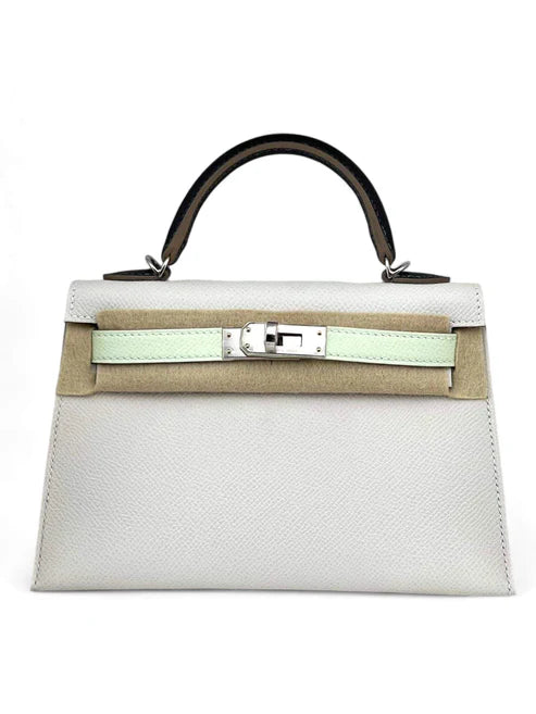 Hermes Kelly Sellier 20 Tricolor Gris Pale Vert Fizz Graphite Epsom PHW