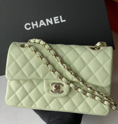 Chanel Classic Small Light Green Caviar LGHW