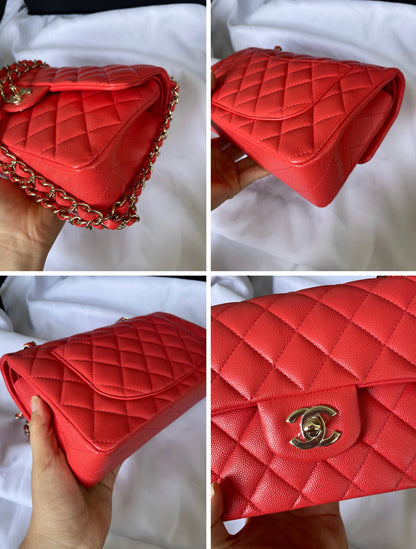 Chanel Classic Small Red/Pink Caviar LGHW