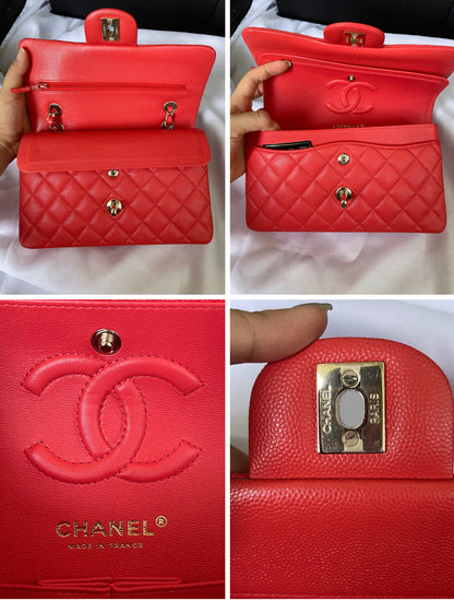 Chanel Classic Small Red/Pink Caviar LGHW