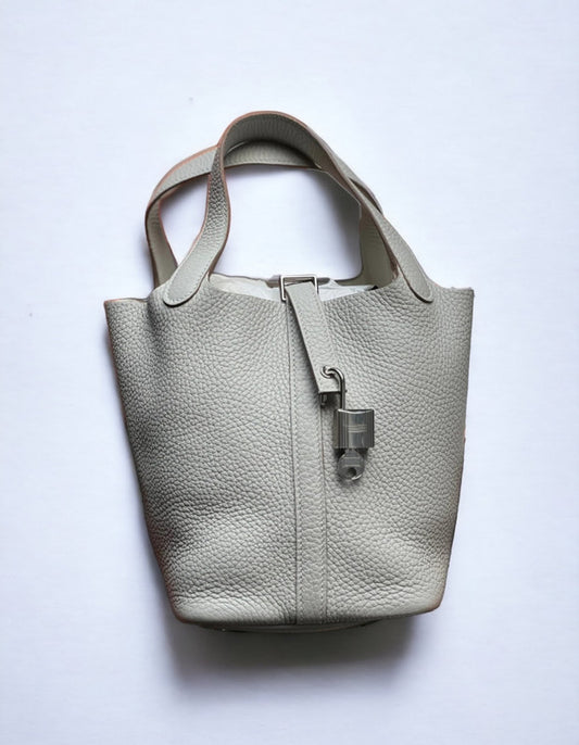 Hermes Picotin 18 Gris Perle Clemence PHW