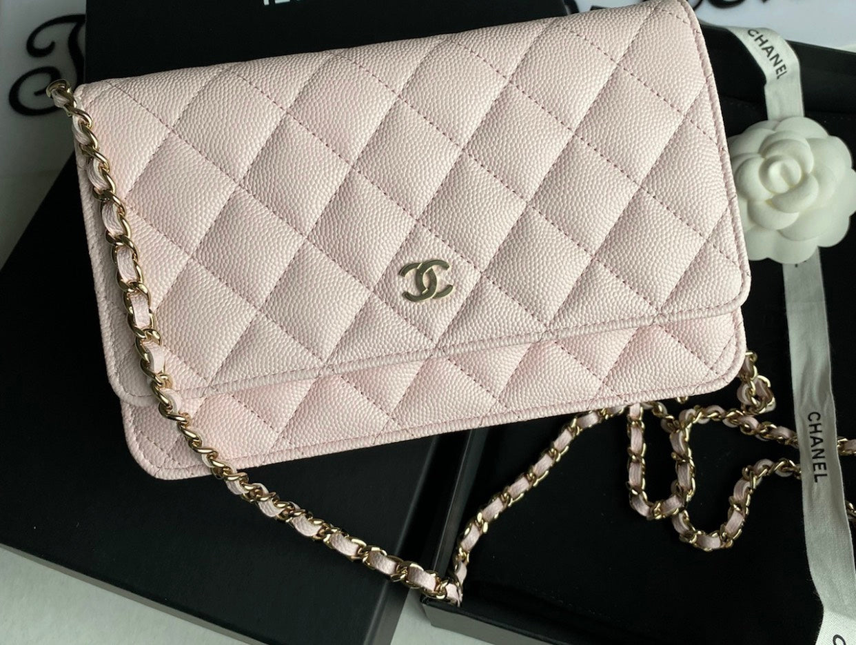 chanel long wallet on chain pink